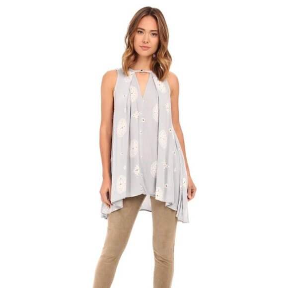 Women's S Free People Tree Swing Tunic Top Mini Swing Dress Medallion Print - Picture 2 of 11